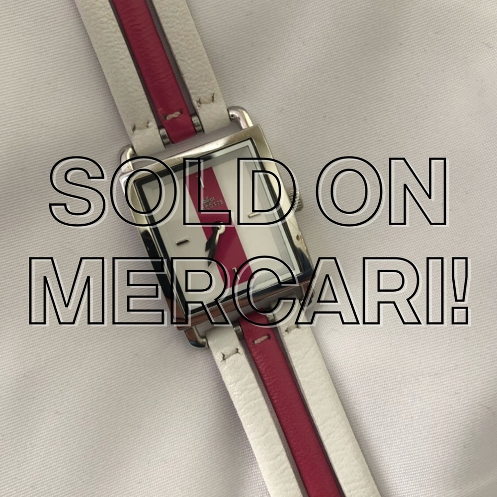 LACOSTE MAGENTA + WHITE LEATHER BAND WATCH
